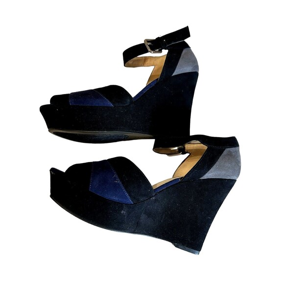 Nine West Black and Blue Platform Wedges - Picture 3 of 11
